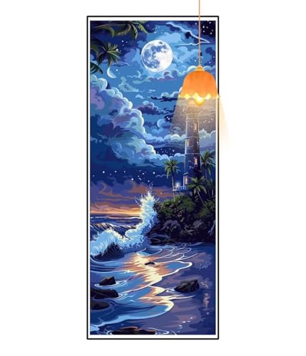 Diamond Painting Leuchtturm Diamond Painting XXL 100x300 cm, 5D Diamant Painting Bilder Meer Malen Nach Zahlen Erwachsene Crystal Strass Stickerei Malerei Kit, Home Decor, Geschenk für Mädchen fa851 von Mailielie