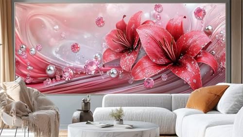 Diamond Painting Lilie Diamant Painting Bilder Abstrakt Malen nach Zahlen Erwachsene,DIY Diamond Painting Zubehör 5D Diamond Art Basteln Diamant Kunst Malerei Stickerei Set,Home Dekor 140 x 70 cm ll14 von Mailielie