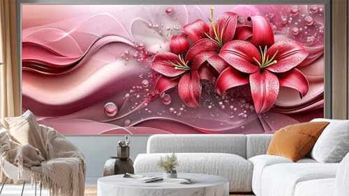 Diamond Painting Lilie Diamant Painting Bilder Abstrakt Malen nach Zahlen Erwachsene,DIY Diamond Painting Zubehör 5D Diamond Art Basteln Diamant Kunst Malerei Stickerei Set,Home Dekor 150 x 60 cm ll16 von Mailielie