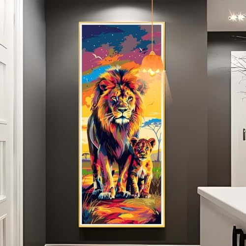 Diamond Painting Löwe Diamond Painting XXL 100x200 cm, 5D Diamant Painting Bilder Tier Diamond Painting Malen Nach Zahlen Erwachsene Crystal Strass Stickerei Malerei Kit, Home Decor Geschenk fa711 von Mailielie