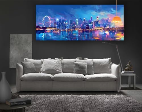 Diamond Painting London Diamant Painting Bilder Erwachsene, Landschaft Diamond Painting Eckige Steine, DIY 5D Diamond Art Basteln Diamant Kunst Malerei Stickerei Set, Deko Wohnzimmer 100 x 50 cm fa50 von Mailielie