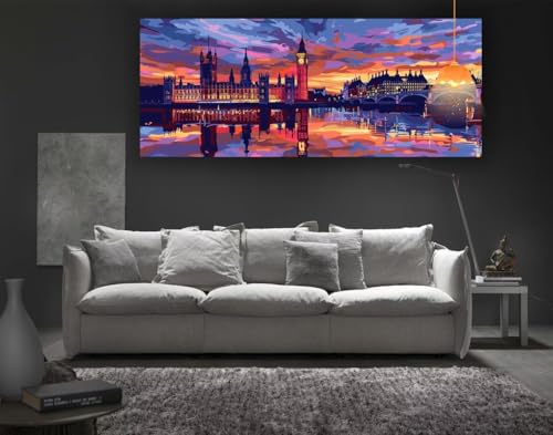 Diamond Painting London Diamond Painting XXL 300 x 100 cm, 5D Diamant Painting Bilder Landschaft Malen Nach Zahlen Erwachsene Crystal Strass Stickerei Malerei Kit, Home Decor Geschenk für Mädchen fa59 von Mailielie