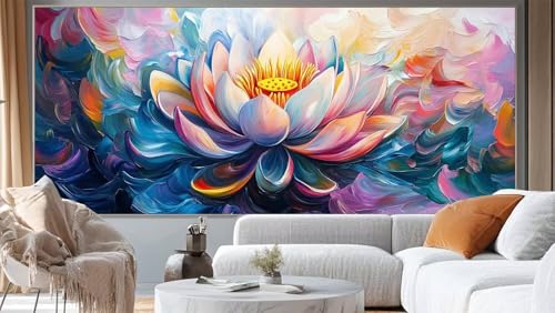 Diamond Painting Lotus Diamant Painting Bilder Abstrakt Malen nach Zahlen Erwachsene Kinder, 5D DIY Diamond Art Bilder Basteln Diamant Kunst Malerei Stickerei Set, Deko Wohnzimmer 70 x 140 cm mm281 von Mailielie