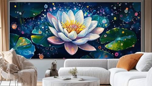 Diamond Painting Lotus Diamant Painting Bilder Anime Malen nach Zahlen Erwachsene, DIY Diamond Painting Zubehör 5D Diamond Art Basteln Diamant Kunst Malerei Stickerei Set, Home Dekor 100 x 50 cm ll282 von Mailielie