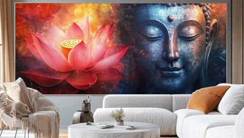 Diamond Painting Lotus Diamant Painting Bilder Buddha Malen nach Zahlen Erwachsene,DIY Diamond Painting Zubehör 5D Diamond Art Basteln Diamant Kunst Malerei Stickerei Set,Home Dekor 160 x 80 cm ll296 von Mailielie