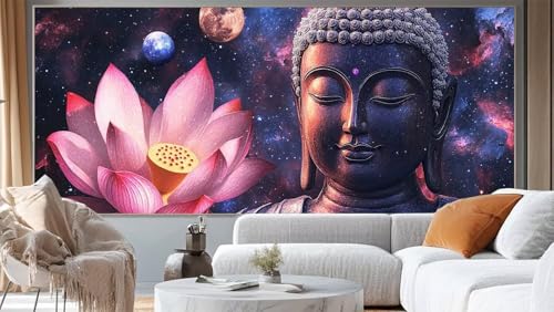 Diamond Painting Lotus Diamant Painting Bilder Buddha Malen nach Zahlen Erwachsene Kinder, 5D DIY Diamond Art Bilder Basteln Diamant Kunst Malerei Stickerei Set, Wand Deko Wohnzimmer 40 x 90 cm mm293 von Mailielie