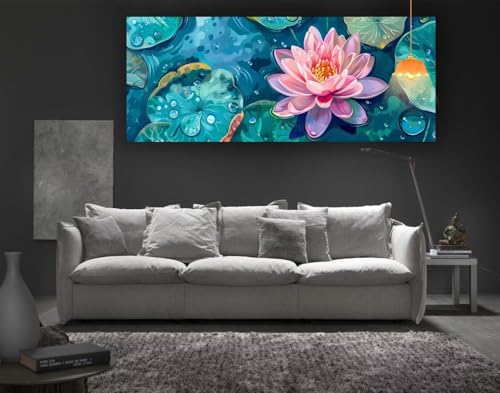 Diamond Painting Lotus Diamant Painting Bilder Erwachsene, Natur Diamond Painting Eckige Steine, DIY Diamond Painting Zubehör 5D Diamond Art Diamant Malerei Stickerei, Deko Wohnzimmer 100 x 50 cm fa68 von Mailielie