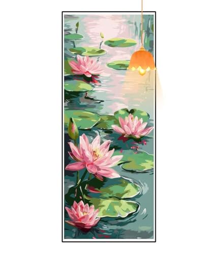 Diamond Painting Lotus Diamant Painting Bilder Erwachsene, Pflanze Diamond Painting Eckige Steine, DIY 5D Diamond Art Basteln Diamant Kunst Malerei Stickerei Set, Deko Wohnzimmer 300 x 100 cm fa886 von Mailielie