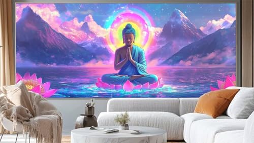 Diamond Painting Lotus Diamant Painting Bilder Zen Malen nach Zahlen Erwachsene, DIY Diamond Painting Zubehör 5D Diamond Art Basteln Diamant Kunst Malerei Stickerei, Deko Wohnzimmer 120 x 60 cm ll276 von Mailielie