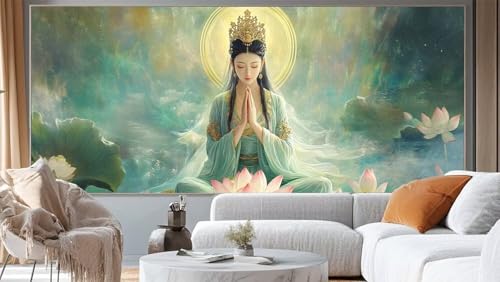 Diamond Painting Lotus Diamond Painting Groß XXL 100 x 50 cm, 5D Diamant Painting Bilder Buddha Malen Nach Zahlen Erwachsene Anfänger Basteln Crystal Strass Stickerei Malerei Kit, Home Decor mm291 von Mailielie