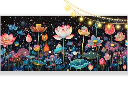 Diamond Painting Lotus Diamond Painting Groß XXL 140 x 70 cm, 5D Diamant Painting Bilder Mysterium Malen Nach Zahlen Erwachsene Anfänger Basteln Crystal Strass Stickerei Malerei Kit, Home Decor mm303 von Mailielie