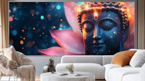 Diamond Painting Lotus Diamond Painting Groß XXL 180 x 90 cm, 5D Diamant Painting Bilder Buddha Malen Nach Zahlen Erwachsene Anfänger Basteln Crystal Strass Stickerei Malerei Kit, Home Decor mm288 von Mailielie