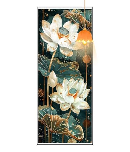 Diamond Painting Lotus Diamond Painting XXL 100x300 cm, 5D Diamant Painting Bilder Pflanze Malen Nach Zahlen Erwachsene Crystal Strass Stickerei Malerei Kit, Home Decor, Geschenk für Mädchen fa875 von Mailielie