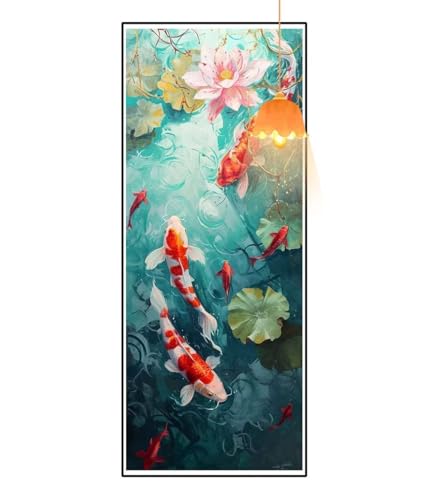 Diamond Painting Lotus Diamond Painting XXL 60x150 cm, 5D Diamant Painting Bilder Fisch Diamond Painting Malen Nach Zahlen Erwachsene Crystal Strass Stickerei Malerei Kit, Home Decor Geschenk fa799 von Mailielie