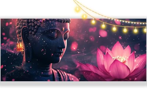 Diamond Painting Lotusblume Diamant Painting Bilder Mysterium Buddha Malen nach Zahlen Erwachsene, DIY Diamond Painting Zubehör 5D Diamant Kunst Malerei Stickerei Set, Deko Wohnzimmer 60 x 30 cm ll308 von Mailielie