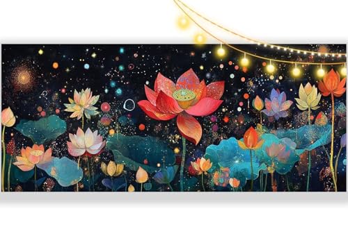 Diamond Painting Lotusblume Diamant Painting Bilder Mysterium Malen nach Zahlen Erwachsene Kinder, 5D DIY Basteln Diamant Kunst Bilder Malerei Stickerei, Deko Wohnzimmer Zuhause 100 x 200 cm mm305 von Mailielie