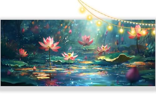 Diamond Painting Lotusblume Diamant Painting Bilder Wunderland Malen nach Zahlen Erwachsene Kinder, 5D DIY Basteln Diamant Kunst Bilder Malerei Stickerei, Deko Wohnzimmer Zuhause 100 x 200 cm mm311 von Mailielie