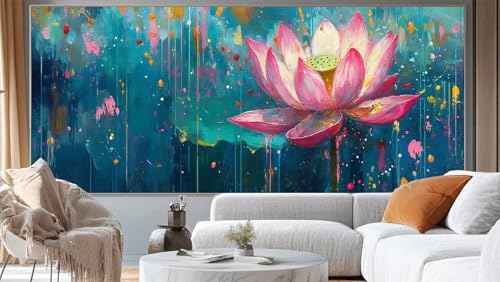 Diamond Painting Lotusblume Diamond Painting Groß XXL 100 x 50 cm, 5D Diamant Painting Bilder Abstrakt Malen Nach Zahlen Erwachsene Anfänger Basteln Crystal Strass Stickerei Malerei, Home Decor mm279 von Mailielie