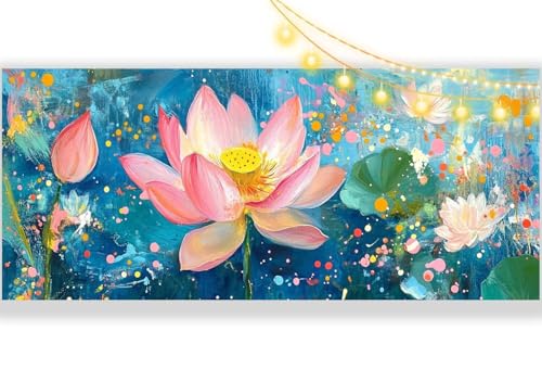 Diamond Painting Lotusblume Diamond Painting Groß XXL 120 x 60 cm,5D Diamant Painting Bilder Pflanze Malen Nach Zahlen Erwachsene Crystal Strass Stickerei Malerei,Home Decor Geschenk für Mädchen ll315 von Mailielie