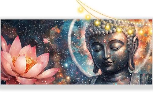 Diamond Painting Lotusblume Diamond Painting Groß XXL 150 x 60 cm, 5D Diamant Painting Bilder Mysterium Buddha Malen Nach Zahlen Erwachsene Stickerei Malerei Kit, Home Decor Geschenk für Mädchen ll307 von Mailielie