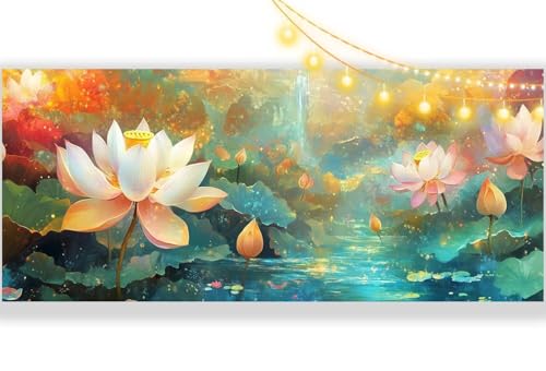 Diamond Painting Lotusblume Diamond Painting Groß XXL 150x60 cm, 5D Diamant Painting Bilder Wunderland Malen Nach Zahlen Erwachsene Crystal Stickerei Malerei Kit, Home Decor Geschenk für Mädchen ll309 von Mailielie