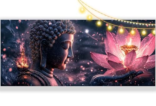 Diamond Painting Lotusblume Diamond Painting Groß XXL 180 x 90 cm, 5D Diamant Painting Bilder Mysterium Buddha Malen Nach Zahlen Erwachsene Basteln Crystal Strass Stickerei Malerei, Home Decor mm306 von Mailielie