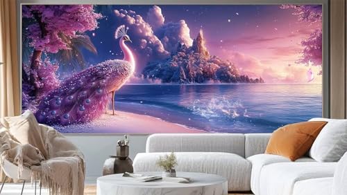 Diamond Painting Meer Diamond Painting Groß XXL 120 x 60 cm, 5D Diamant Painting Bilder Pfau Diamond Painting Malen Nach Zahlen Erwachsene Stickerei Malerei Kit, Home Decor Geschenk für Mädchen ll255 von Mailielie