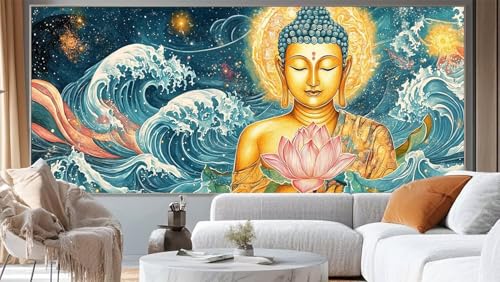 Diamond Painting Meer Diamond Painting Groß XXL 160 x 80 cm, 5D Diamant Painting Bilder Buddha Malen Nach Zahlen Erwachsene Crystal Strass Stickerei Malerei Kit, Home Decor Geschenk für Mädchen ll251 von Mailielie