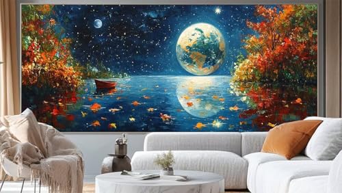 Diamond Painting Meerblick Diamant Painting Bilder Landschaft Malen nach Zahlen Erwachsene, DIY 5D Diamond Art Mädchen Basteln Diamant Kunst Malerei Stickerei Set, Deko Wohnzimmer 200 x 100 cm ll260 von Mailielie