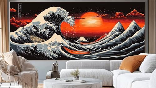 Diamond Painting Meereswellen Diamant Painting Bilder Sonnenuntergang Malen nach Zahlen Erwachsene, DIY Diamond Painting Zubehör 5D Diamant Kunst Malerei Stickerei, Deko Wohnzimmer 200 x 100 cm ll266 von Mailielie