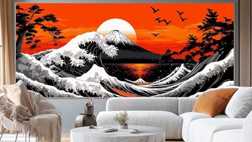 Diamond Painting Meereswellen Diamond Painting Groß XXL 140 x 70 cm, 5D Diamant Painting Bilder Japanische Landschaft Malen Nach Zahlen Erwachsene Crystal Strass Stickerei Malerei Kit,Home Decor mm267 von Mailielie