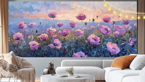 Diamond Painting Mohn Diamant Painting Bilder Pflanze Malen nach Zahlen Erwachsene Kinder, 5D DIY Diamond Art Bilder Basteln Diamant Kunst Malerei Stickerei Set, Deko Wohnzimmer Zuhause 60x30 cm m62 von Mailielie