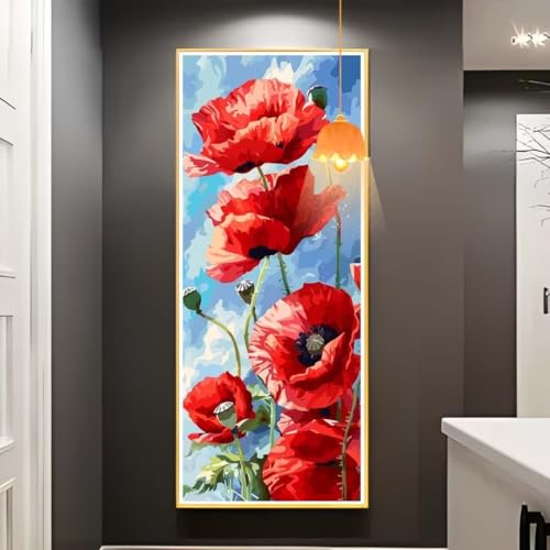 Diamond Painting Mohn Diamond Painting XXL 100x200 cm, 5D Diamant Painting Bilder Blume Diamond Painting Malen Nach Zahlen Erwachsene Crystal Strass Stickerei Malerei Kit, Home Decor Geschenk fa779 von Mailielie