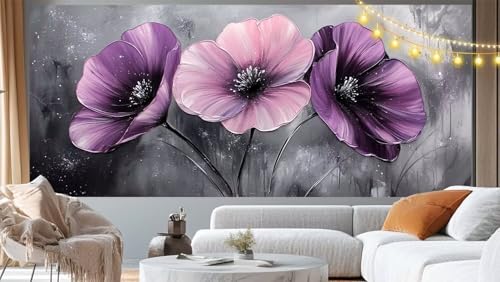 Diamond Painting Mohnblumen Diamant Painting Bilder Aquarell Malen nach Zahlen Erwachsene Kinder, 5D DIY Diamond Art Bilder Basteln Diamant Kunst Malerei Stickerei Set, Deko Wohnzimmer 150x60 cm m64 von Mailielie