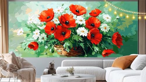 Diamond Painting Mohnblumen Diamond Painting Groß XXL 200x100 cm, 5D Diamant Painting Bilder Abstrakt Malen Nach Zahlen Erwachsene Anfänger Basteln Crystal Strass Stickerei Malerei Kit, Home Decor m69 von Mailielie