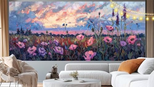 Diamond Painting Mohnblumen Diamond Painting Groß XXL 70x40 cm, 5D Diamant Painting Bilder Pflanze Malen Nach Zahlen Erwachsene Basteln Crystal Strass Stickerei Malerei Kit, Home Decor Geschenk m63 von Mailielie