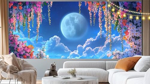 Diamond Painting Mond Diamant Painting Bilder Landschaft Malen nach Zahlen Erwachsene Kinder, DIY Diamond Art Bilder Basteln Diamant Kunst Malerei Stickerei Set, Deko Wohnzimmer Zuhause 120x60 cm m40 von Mailielie