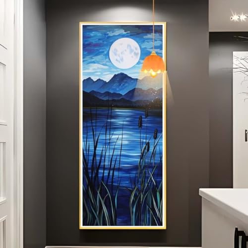 Diamond Painting Mond Diamond Painting XXL 60x150 cm, 5D Diamant Painting Bilder Landschaft Malen Nach Zahlen Erwachsene Crystal Strass Stickerei Malerei Kit, Home Decor, Geschenk für Mädchen fa725 von Mailielie