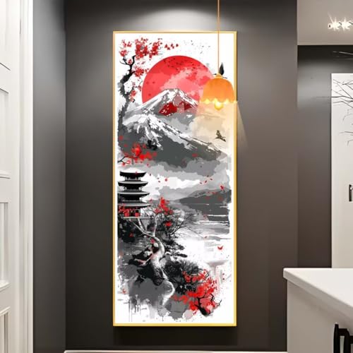 Diamond Painting Mondturm Diamant Painting Bilder Erwachsene, Japanischer Stil Diamond Painting Eckige Steine, DIY 5D Diamond Art Diamant Kunst Malerei Stickerei Set, Deko Wohnzimmer 150 x 60 cm fa774 von Mailielie