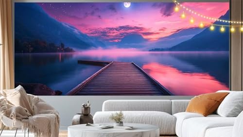 Diamond Painting Nachtszenerie Diamond Painting Groß XXL 90x40 cm, 5D Diamant Painting Bilder Meer Malen Nach Zahlen Erwachsene Basteln Crystal Strass Stickerei Malerei Kit, Home Decor Geschenk m81 von Mailielie