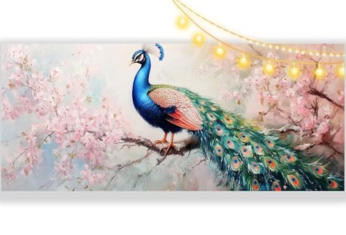 Diamond Painting Pfau Diamant Painting Bilder Altmodisch Malen nach Zahlen Erwachsene,DIY Diamond Painting Zubehör 5D Diamond Art Basteln Diamant Kunst Malerei Stickerei Set,Home Dekor 90x40 cm ll456 von Mailielie