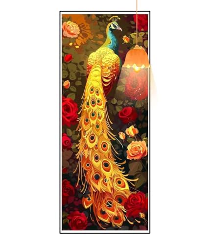 Diamond Painting Pfau Diamant Painting Bilder Erwachsene, Blume Diamond Painting Eckige Steine, DIY Diamond Painting Zubehör 5D Diamond Art Diamant Malerei Stickerei, Deko Wohnzimmer 120 x 60 cm fa882 von Mailielie