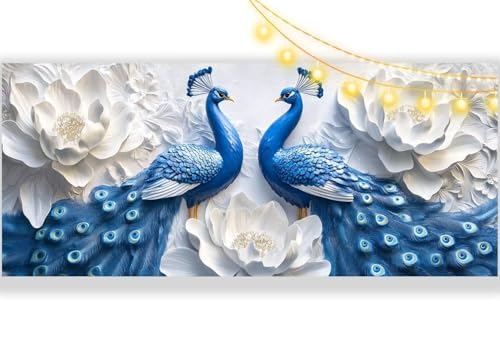 Diamond Painting Pfau Diamant Painting Bilder Tier Malen nach Zahlen Erwachsene Kinder, 5D DIY Diamond Art Bilder Basteln Diamant Kunst Malerei Stickerei Set, Deko Wohnzimmer Zuhause 100x300 cm mm449 von Mailielie