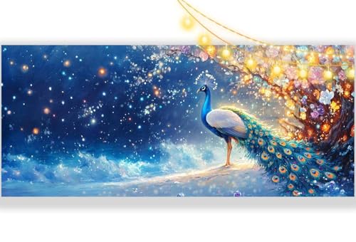 Diamond Painting Pfau Diamant Painting Bilder Tier Malen nach Zahlen Erwachsene Kinder, 5D DIY Diamond Art Bilder Basteln Diamant Kunst Malerei Stickerei Set, Deko Wohnzimmer Zuhause 100x300 cm mm452 von Mailielie