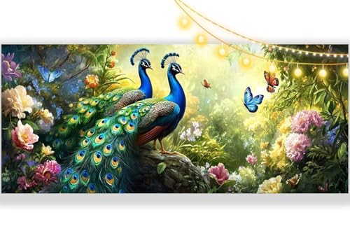 Diamond Painting Pfau Diamant Painting Bilder Wald Malen nach Zahlen Erwachsene,DIY Diamond Painting Zubehör 5D Diamond Art Basteln Diamant Kunst Malerei Stickerei Set,Deko Wohnzimmer 70 x 40 cm ll468 von Mailielie