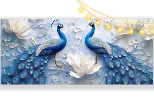 Diamond Painting Pfau Diamond Painting Groß XXL 100 x 200 cm, 5D Diamant Painting Bilder Tier Malen Nach Zahlen Erwachsene Anfänger DIY Basteln Crystal Strass Stickerei Malerei Kit, Home Decor mm451 von Mailielie