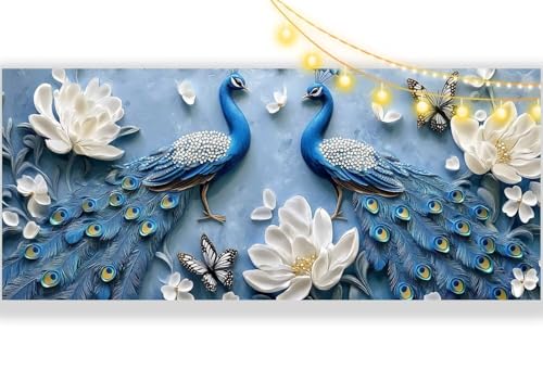 Diamond Painting Pfau Diamond Painting Groß XXL 120 x 60 cm, 5D Diamant Painting Bilder Tier Malen Nach Zahlen Erwachsene Anfänger Basteln Crystal Strass Stickerei Malerei, Home Decor Geschenk mm450 von Mailielie