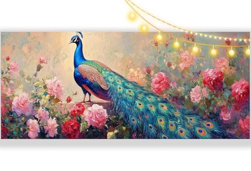 Diamond Painting Pfau Diamond Painting Groß XXL 60 x 30 cm, 5D Diamant Painting Bilder Vintage Malen Nach Zahlen Erwachsene Crystal Strass Stickerei Malerei Kit, Home Decor Geschenk für Mädchen ll457 von Mailielie