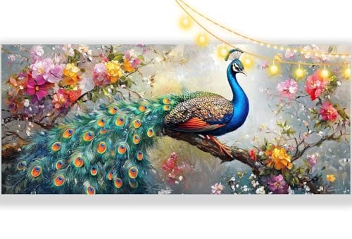 Diamond Painting Pfau Diamond Painting Groß XXL 90 x 40 cm,5D Diamant Painting Bilder Altmodisch Malen Nach Zahlen Erwachsene Crystal Strass Stickerei Malerei Kit,Home Decor Geschenk für Mädchen ll455 von Mailielie