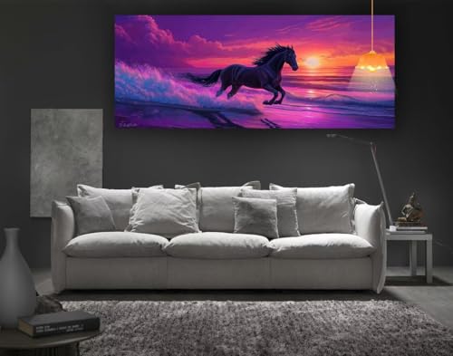 Diamond Painting Pferd Diamond Painting XXL 140 x 70 cm, 5D Diamant Painting Bilder Meer Diamond Painting Malen Nach Zahlen Erwachsene Crystal Strass Stickerei Malerei Kit, Home Decor Geschenk fa77 von Mailielie